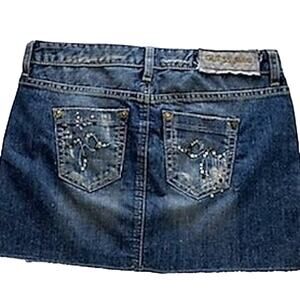 Guess Jeans Size 26 Raw Hem Distressed Jean/Denim Mini Skirt